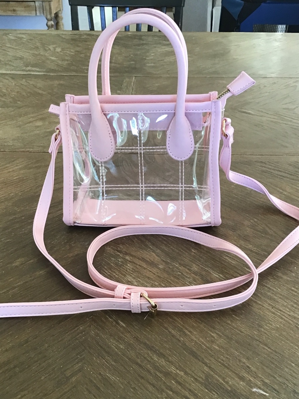 Clear Pink Mini Tote Crossbody Bag stadium/concert